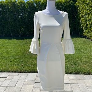 White/ ivory mid-length dress - size 6